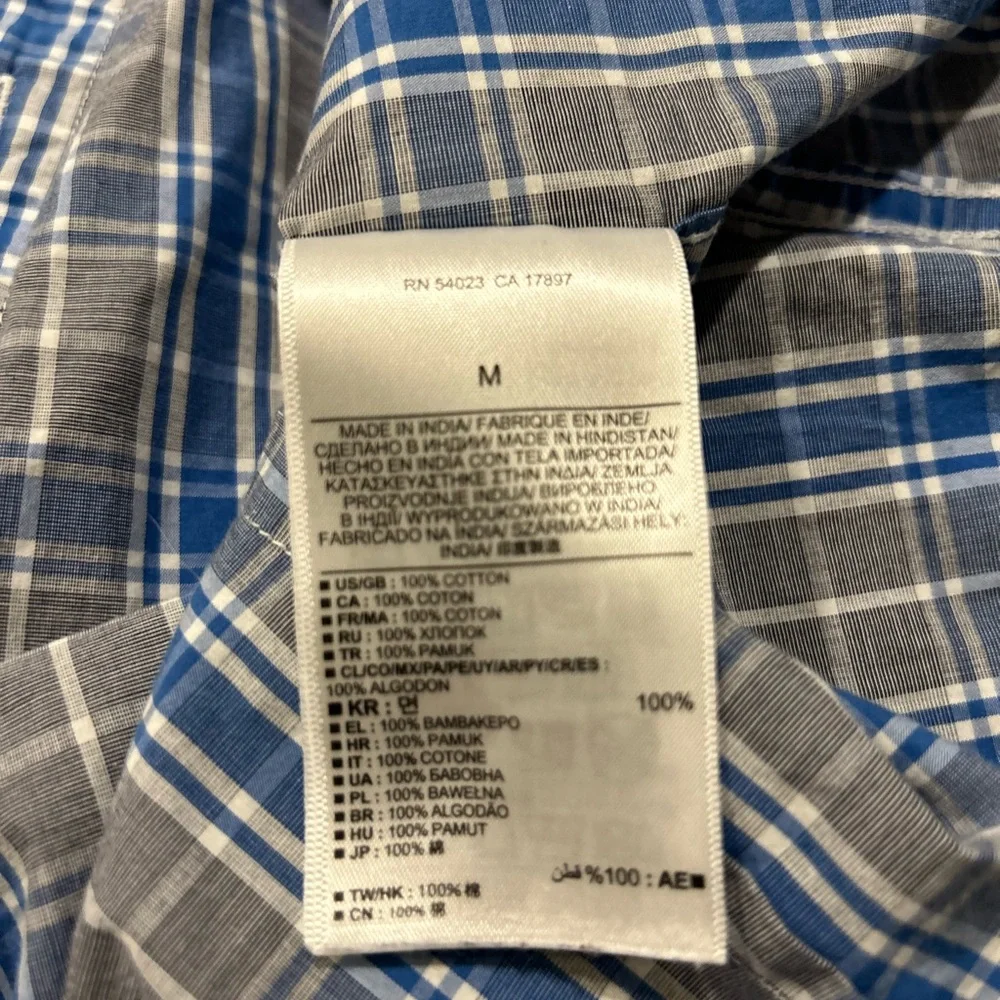 Banana Republic Soft Wash Tailored Slim Fit Blue Plaid Button Down Shirt Men’s M
